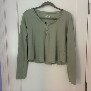Hollister Must Have Collection Green Waffle Cropped Long Sleeve
